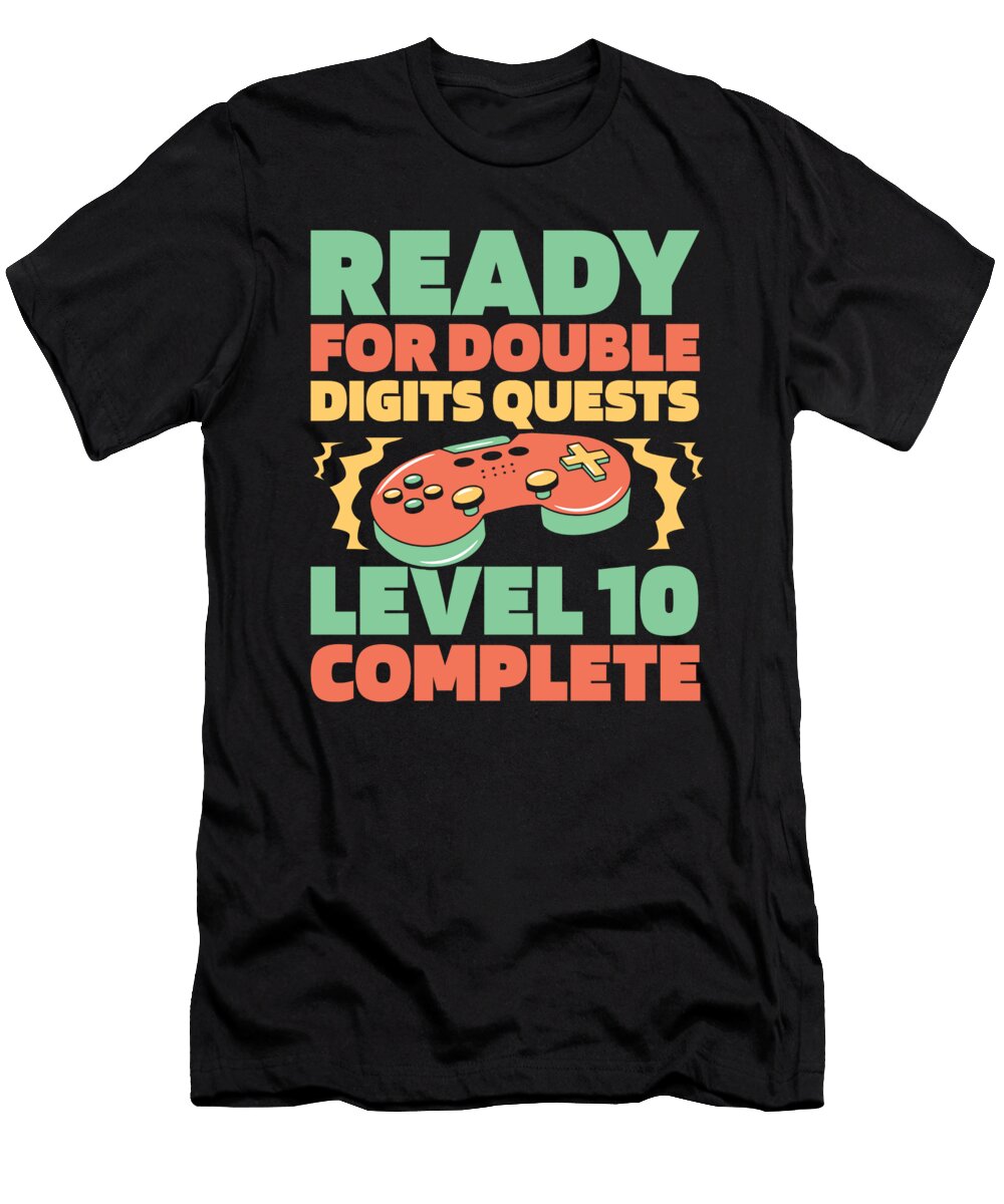 2 10 Year Old Gamer Video Games Gaming 10th Birthday Crazy Squirrel T-Shirt