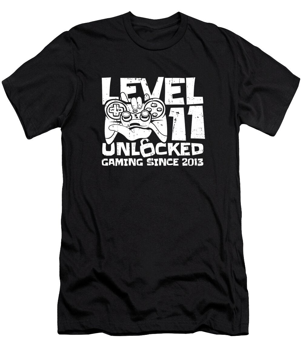 2 11 Year Old Gamer Gaming 11th Birthday Level 11 Unlocked Crazy Squirrel T-Shirt