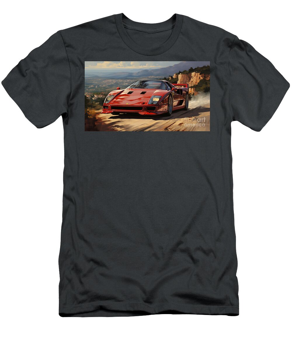 2 1987 Ferrari F40 29l V8 Turbocharged Supercar By Asar Studios Celestial Images T-Shirt