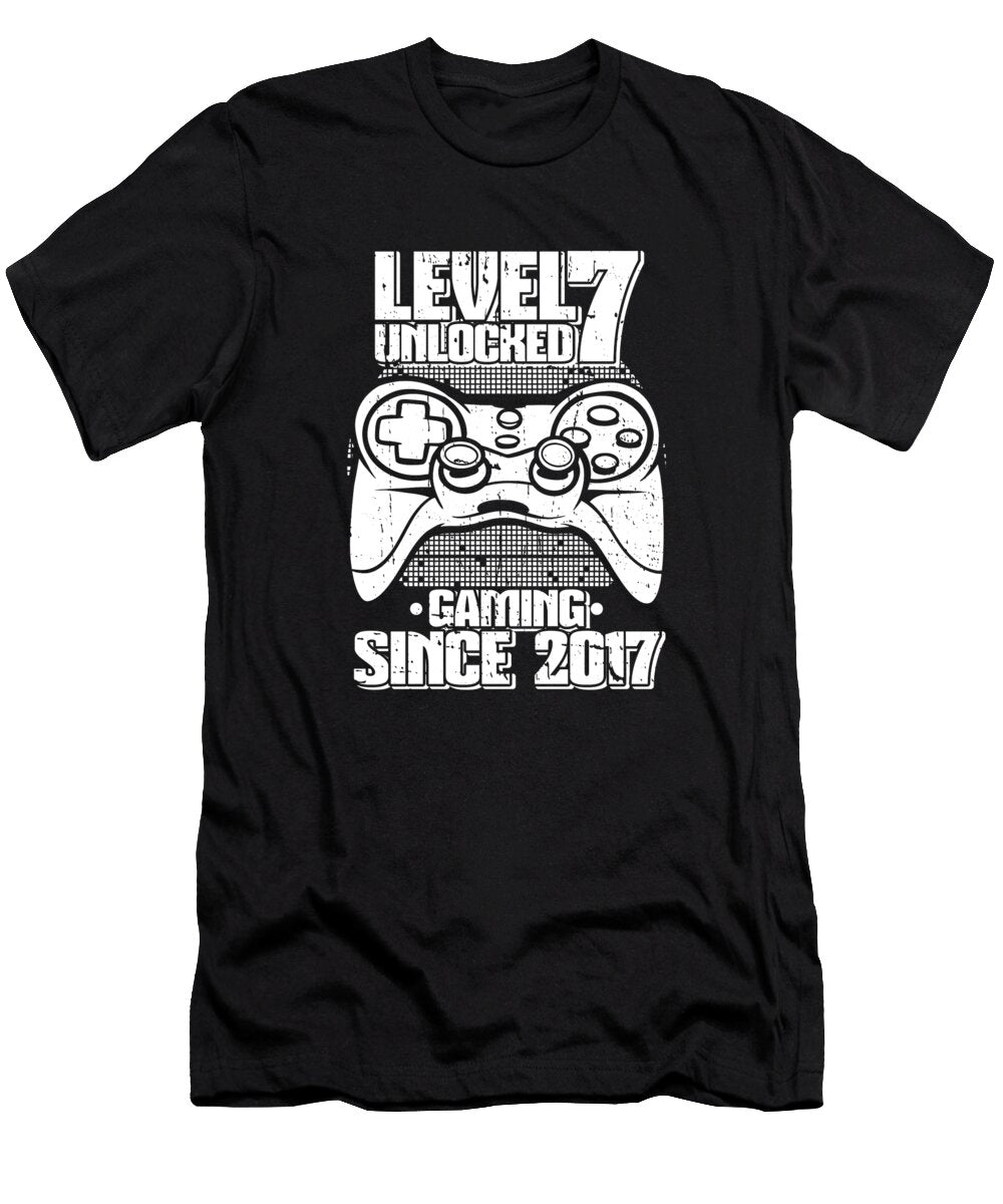 2 7 Year Old Gamer Gaming 7th Birthday Level 7 Unlocked Crazy Squirrel T-Shirt