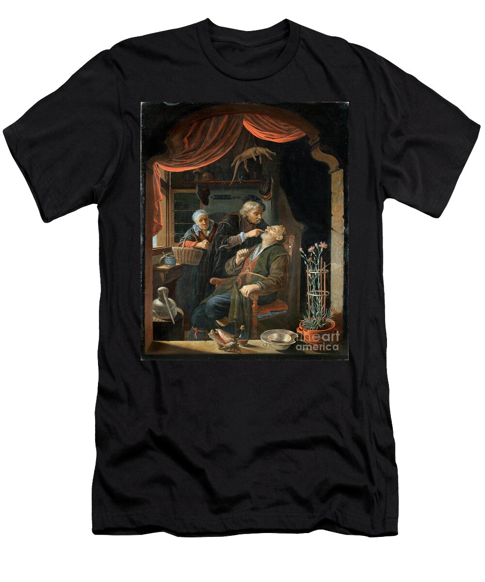 2 a Dentist Examining the Tooth of an Old Man Gerrit Dou T-Shirt