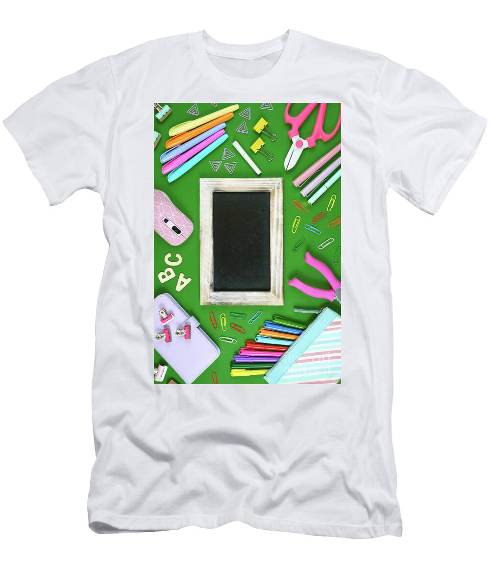2 Back to School Blackboard Concept Flat Lay Overhead Milleflore Images T-Shirt