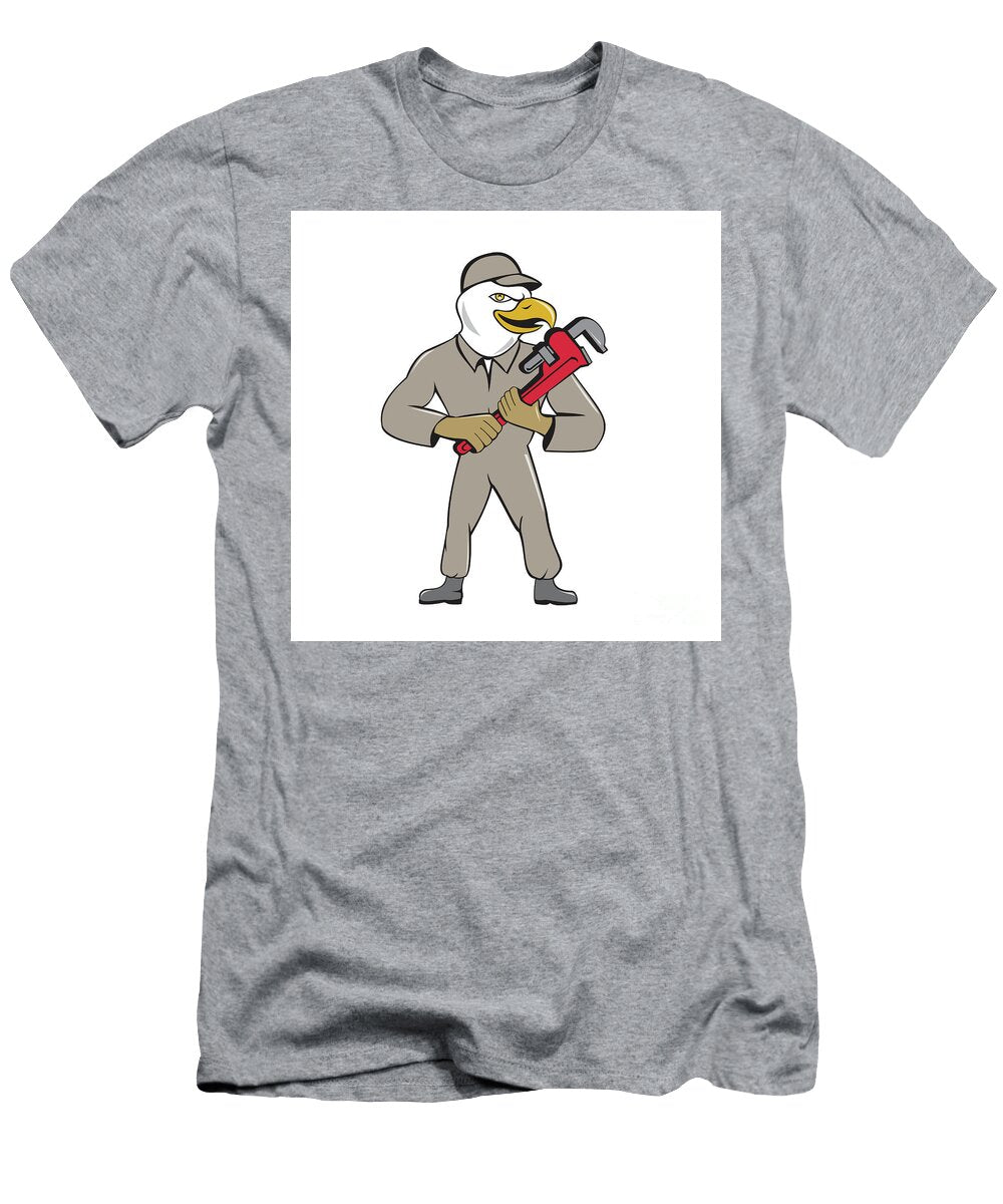 2 Bald Eagle Plumber Monkey Wrench Cartoon Aloysius Patrimonio T-Shirt
