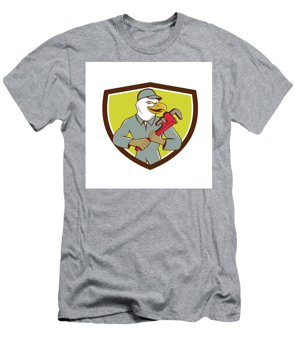 2 Bald Eagle Plumber Monkey Wrench Crest Cartoon Aloysius Patrimonio T-Shirt