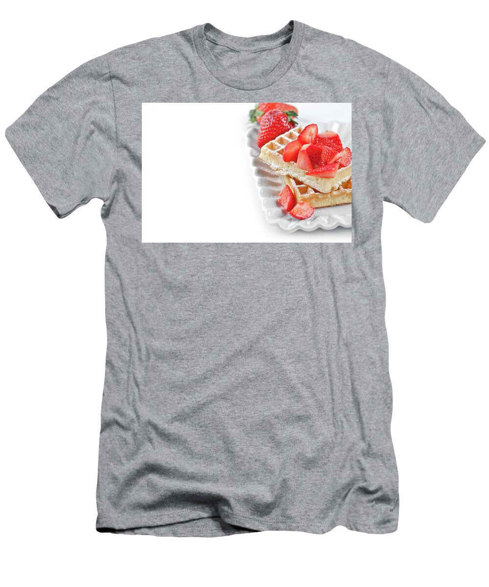 2 Belgium Waffers with Sugar Powder and Strawberries on Ceramic Pl Liss Art Studio T-Shirt