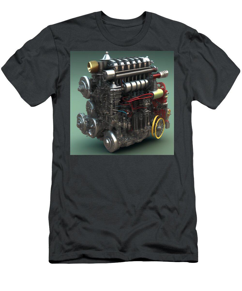 2 Car Engine Gearbox Generative Ai Illustration Miroslav Nemecek T-Shirt