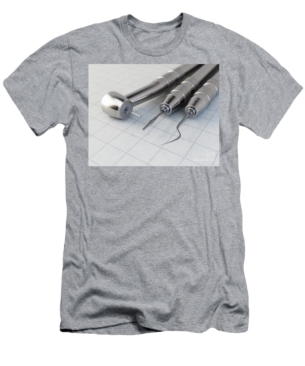 2 Dentists Tools on Paper Surface Allan Swart T-Shirt