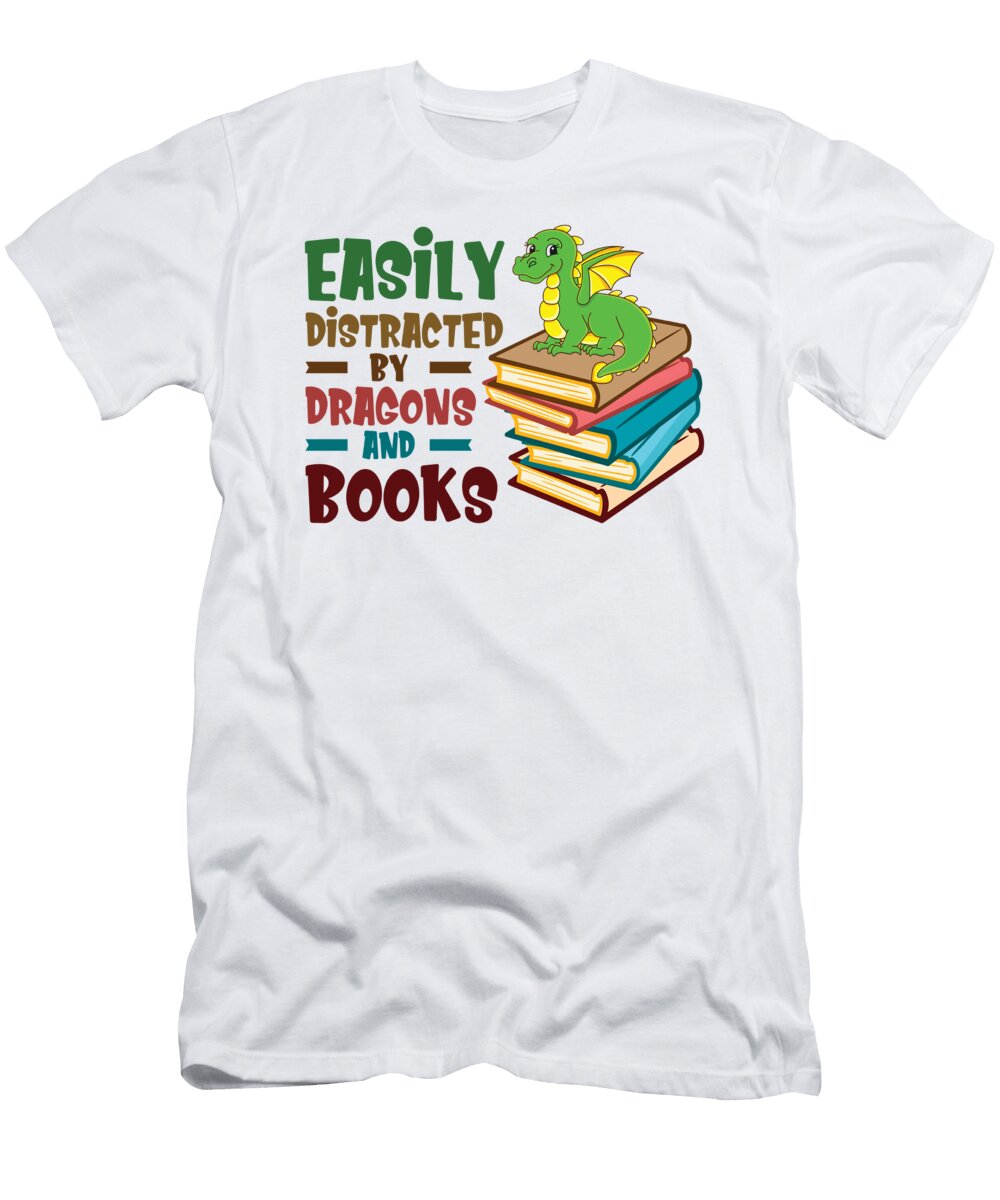 2 Easily Distracted By Dragons and Books Book Nerd Toms Store T-Shirt