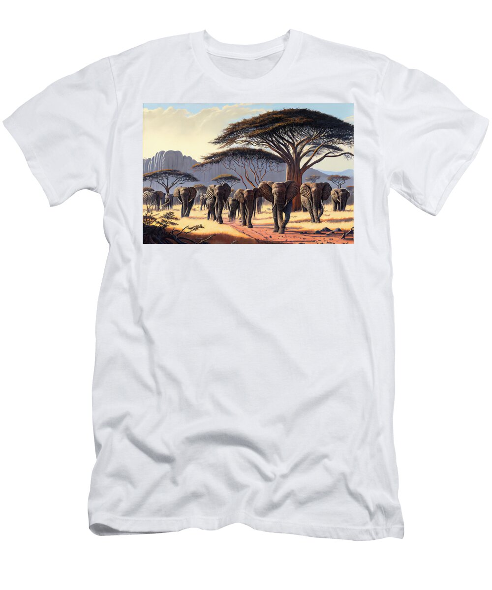 2 Elephants of Samburu in a Jack Kirby Style Gent By Asar Studios Celestial Images T-Shirt