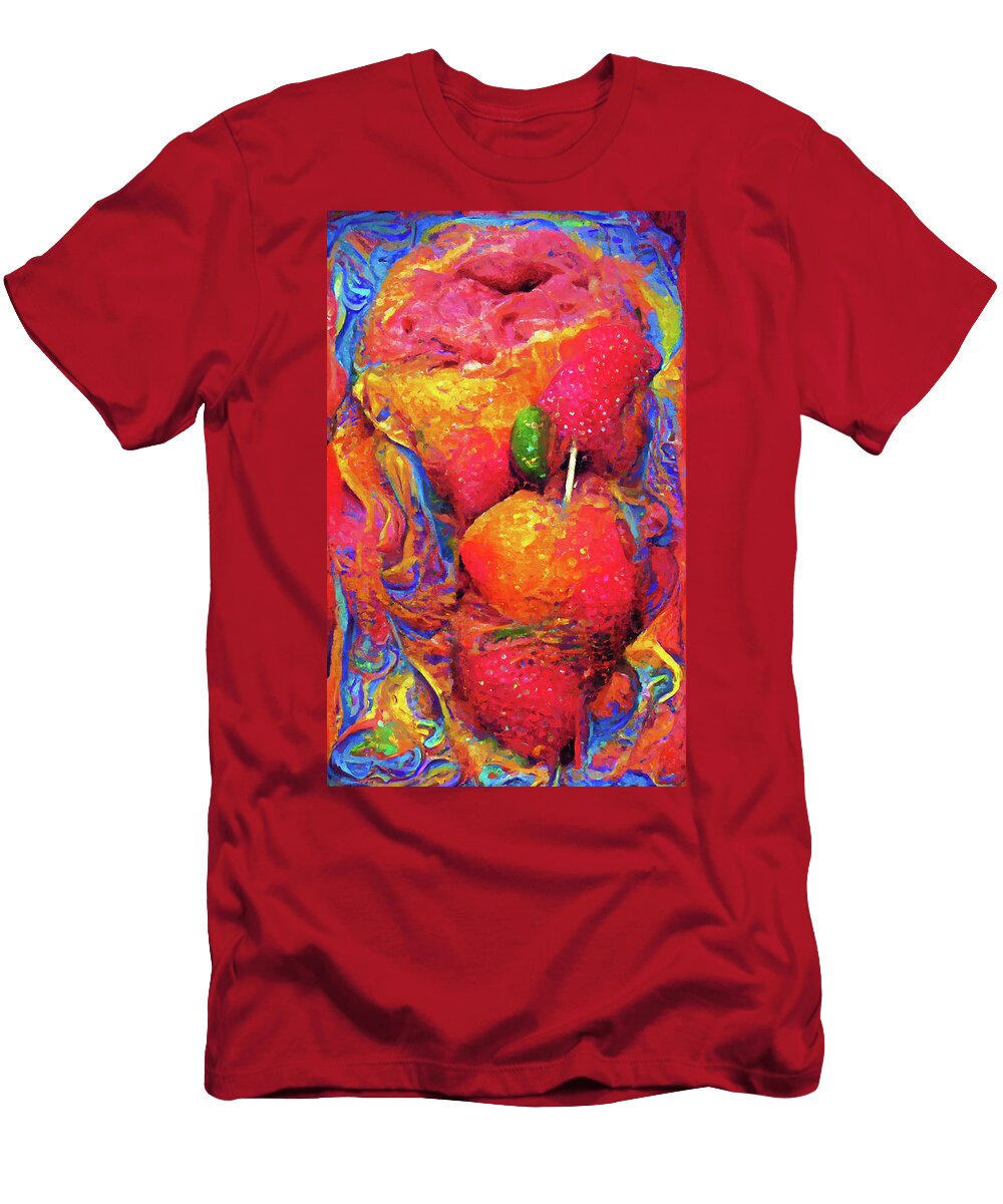 2 Fresh Peach Icecream Painted in Pink Yellow and Green Art Momente T-Shirt