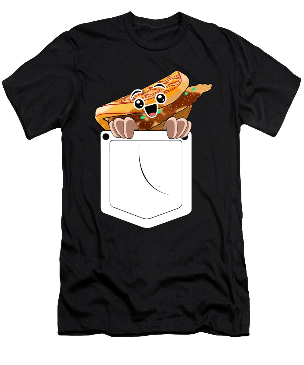 2 Funny Chicken and Waffles Pocket Foodie Gift Muc Designs T-Shirt