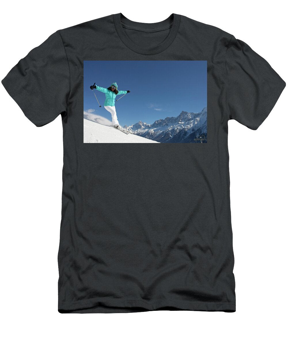 2 Girls Skiing in Les Houches Mario Colonel T-Shirt