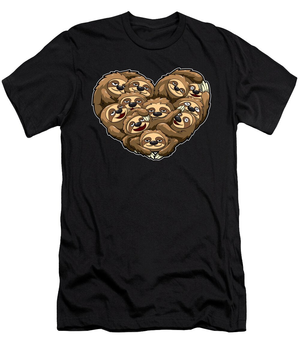2 Heart Full of Sloths Laziness Lover Mister T-Shirt