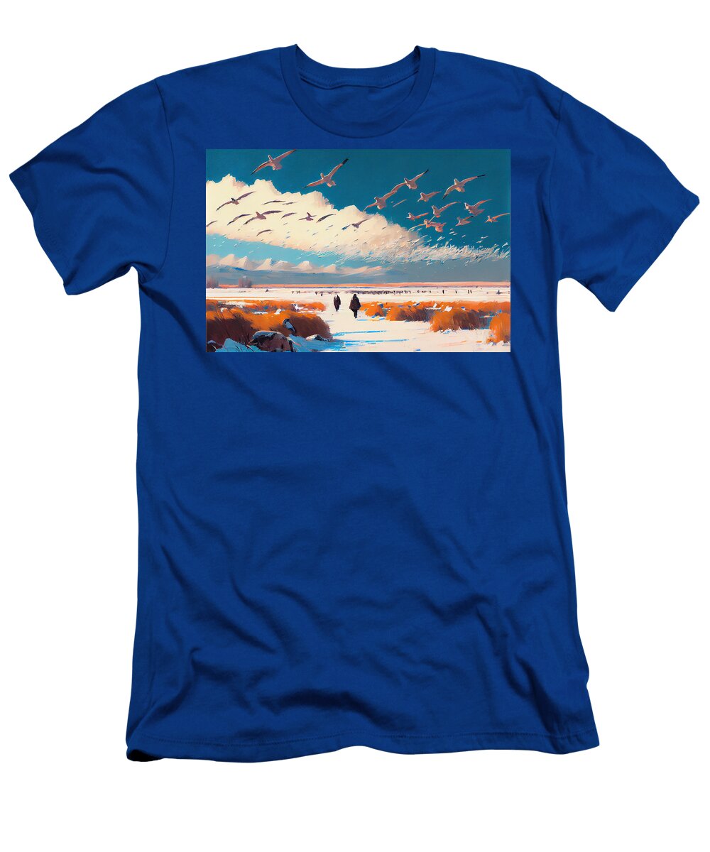 2 Hunting Snow Geese in a Jack Kirby Style Gentle By Asar Studios Celestial Images T-Shirt