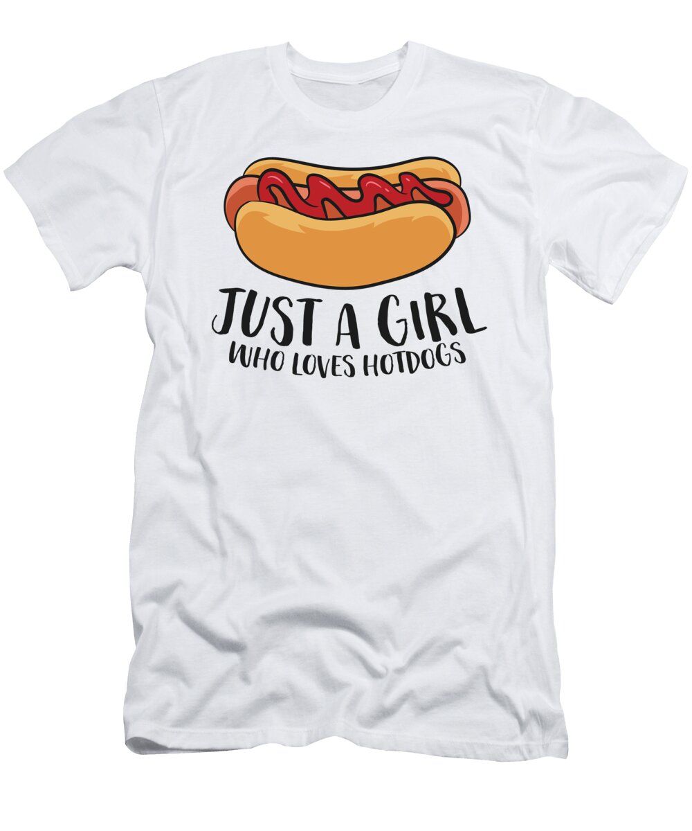 2 Just a Girl Who Loves Hotdogs Funny Hot Dog Girl Eq Designs T-Shirt