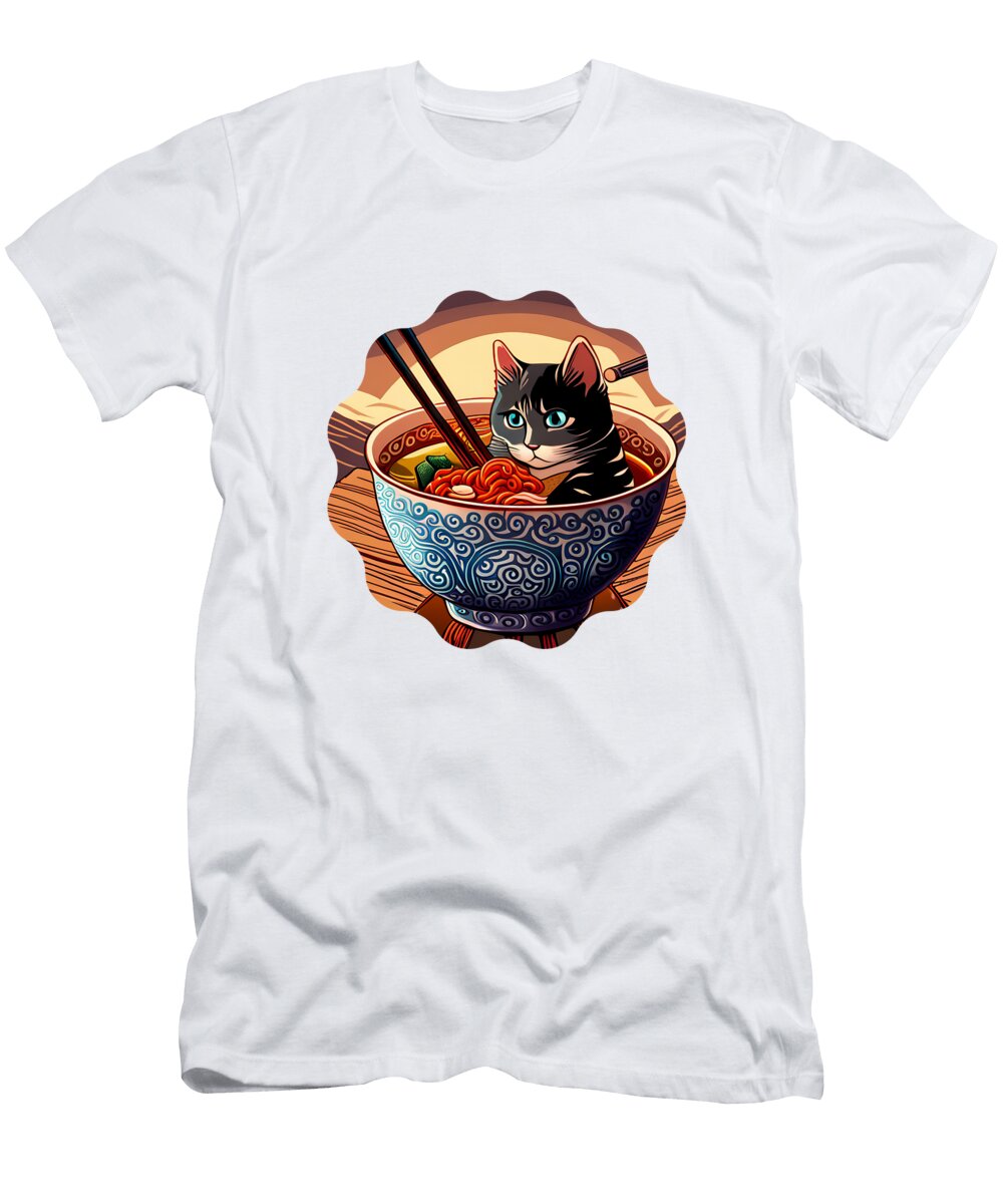 2 Kawaii Vintage Japanese Ramen Cat Genxarts T-Shirt