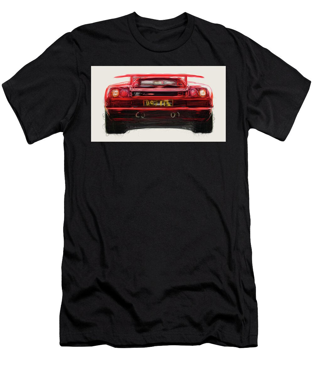 2 Lamborghini Diablo Drawing Carstoon Concept T-Shirt