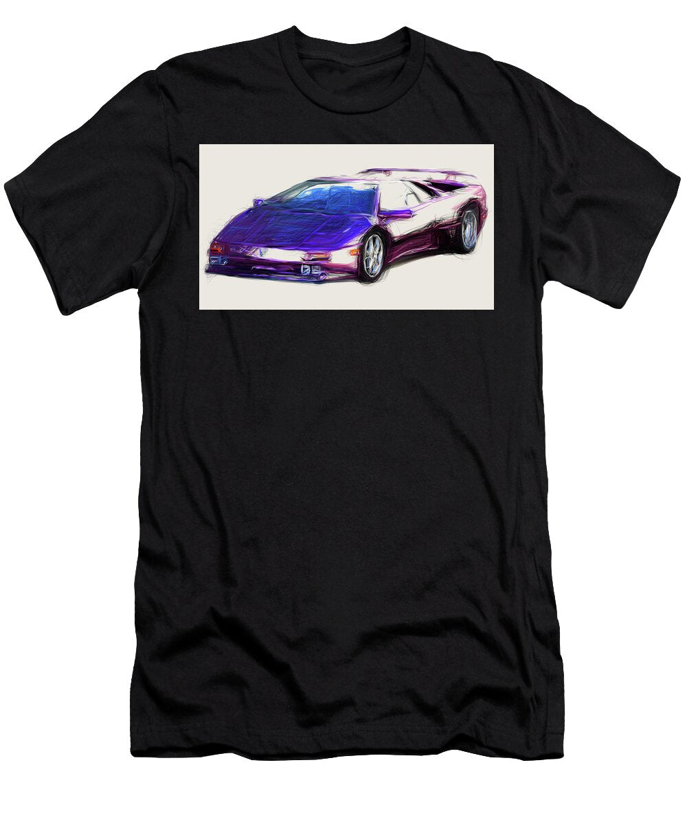 2 Lamborghini Diablo Se30 Car Drawing Carstoon Concept T-Shirt