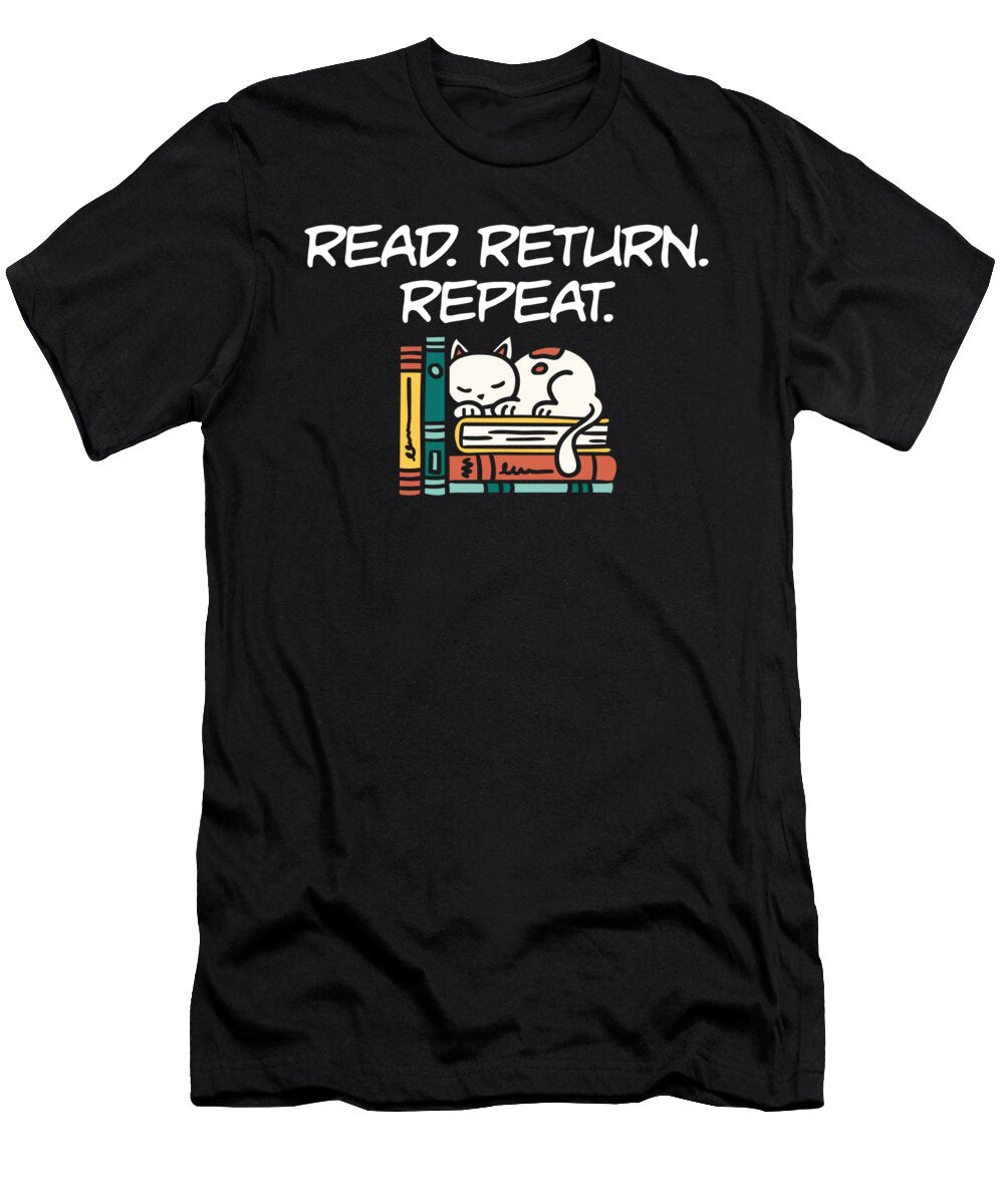 2 Library Worker Librarian Read Return Repeat Book Lover Maximus Designs T-Shirt