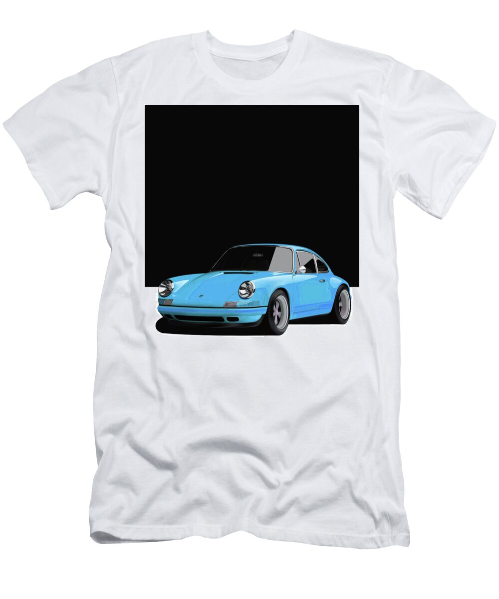 2 Light Blue Porsche 911 Classic Restomod Poster Thespeedart T-Shirt