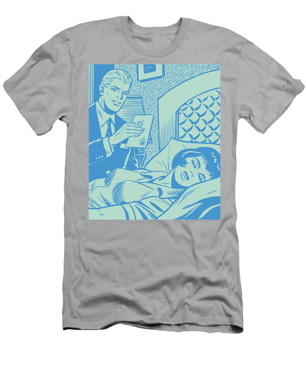 2 Man Holding Letter Over Sleeping Woman Csa Images T-Shirt