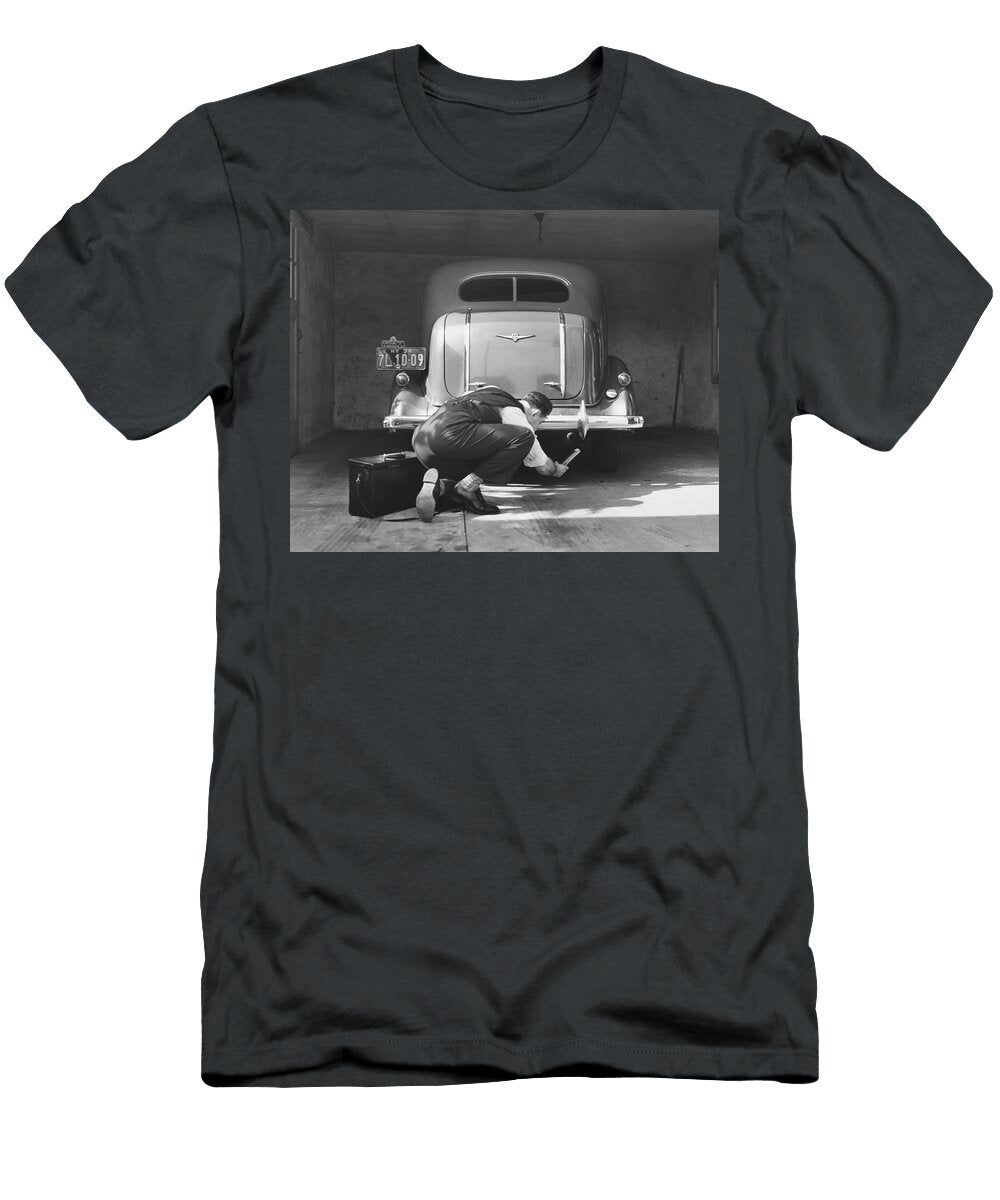 2 Man Working on His Car Underwood Archives T-Shirt