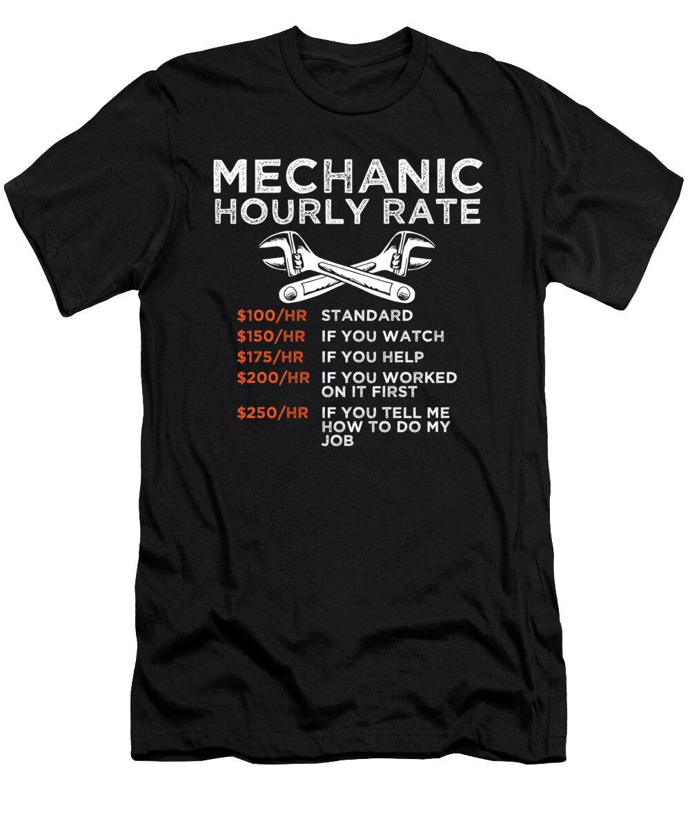 2 Mechanic Hourly Rate Wrench Worker Gift Haselshirt T-Shirt
