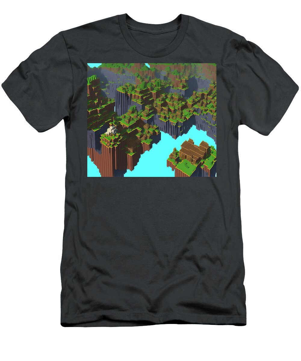 2 Minecraft Landscape Generative Ai Illustration Miroslav Nemecek T-Shirt