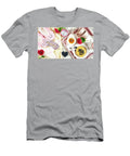 2 Pancake Breakfast Tray in Bed with Syrup and Blueberries Fruit Flat Lay Milleflore Images T-Shirt