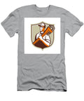 2 Plumber Holding Monkey Wrench Crest Retro Aloysius Patrimonio T-Shirt