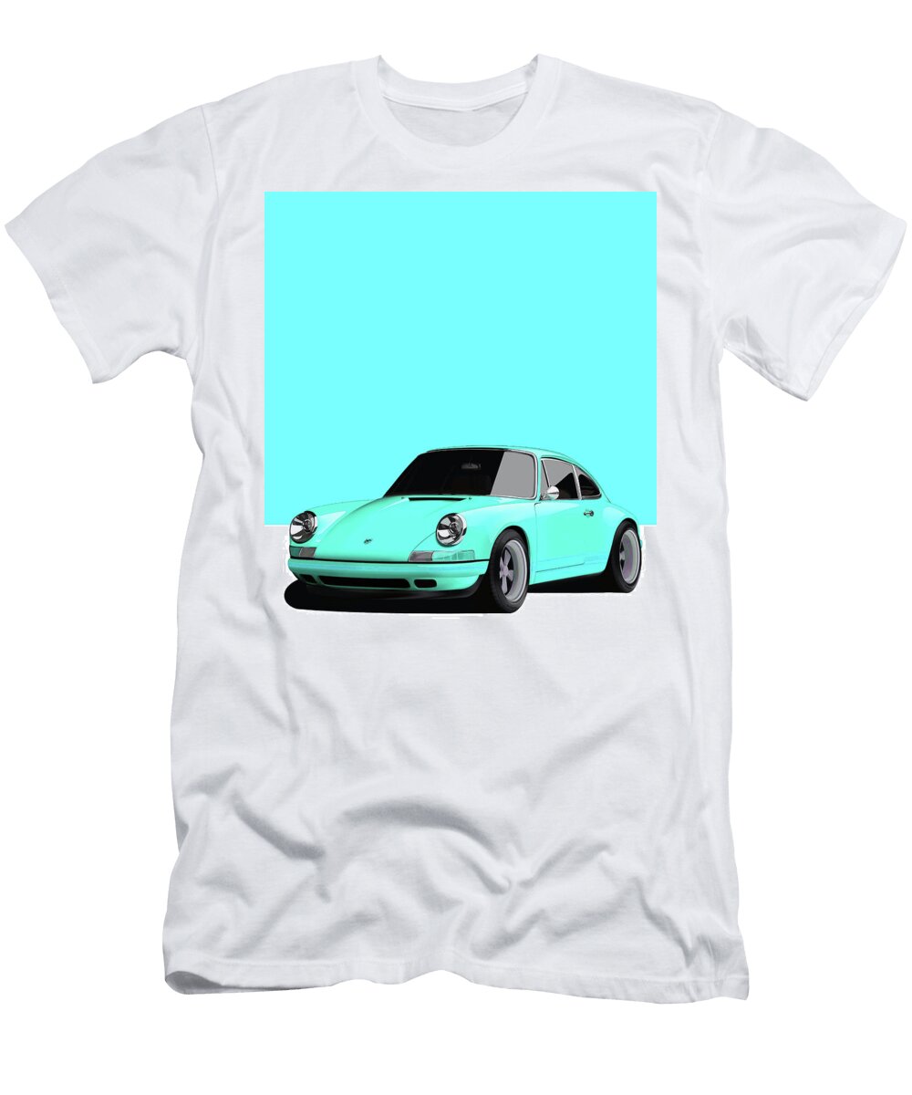 2 Porsche 911 Classic Restomod Poster Cyan Thespeedart T-Shirt