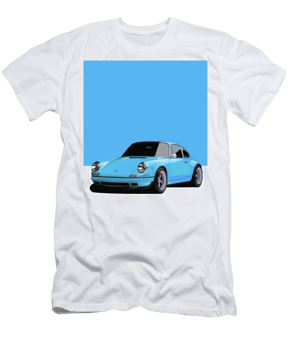 2 Porsche 911 Classic Restomod Poster Light Blue Thespeedart T-Shirt