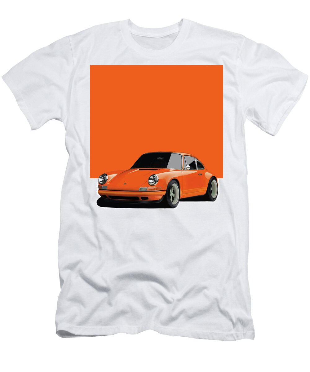 2 Porsche 911 Classic Restomod Poster Orange Thespeedart T-Shirt