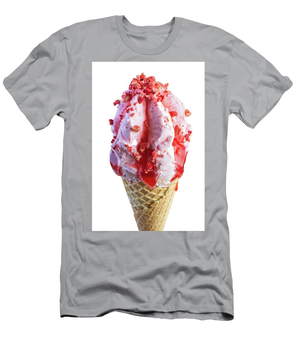 2 Raspberry Ice Cream Cone on White Background Oleg Yermolov T-Shirt