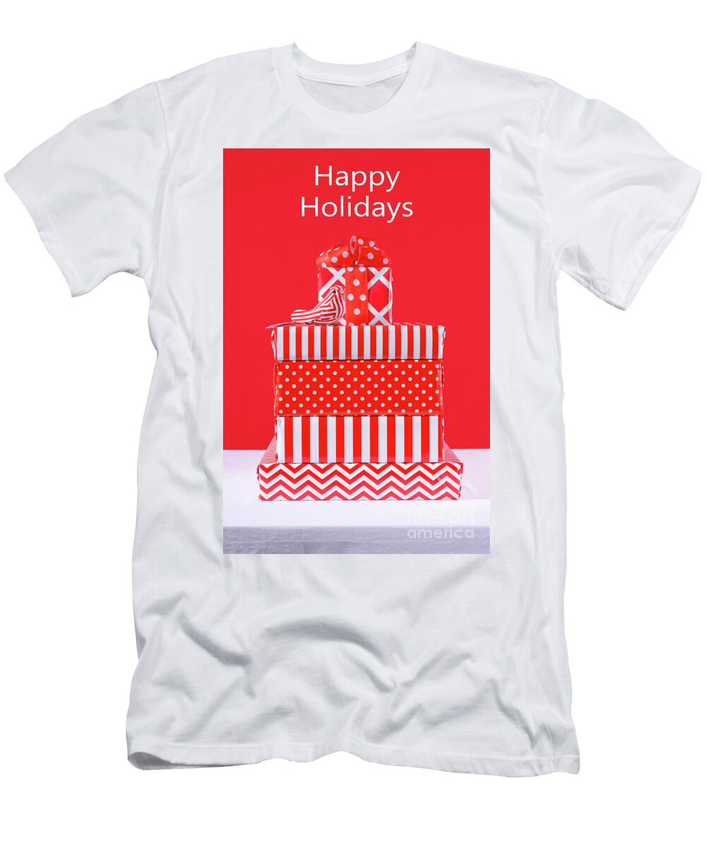 2 Red and White Christmas Gifts Milleflore Images T-Shirt