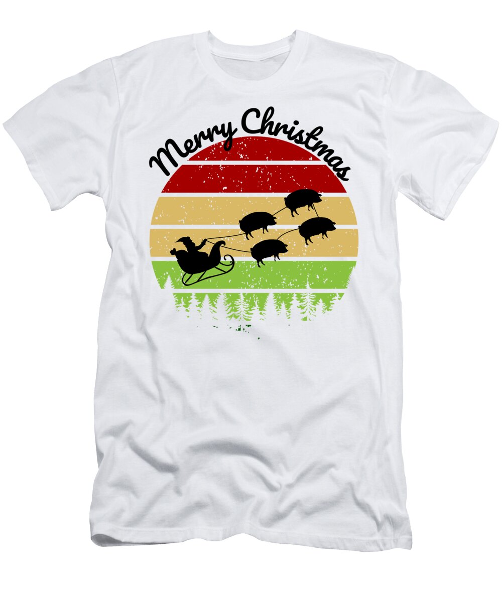 2 Santas Sleigh Pulled By a Team of Hogs Chomper Designs T-Shirt
