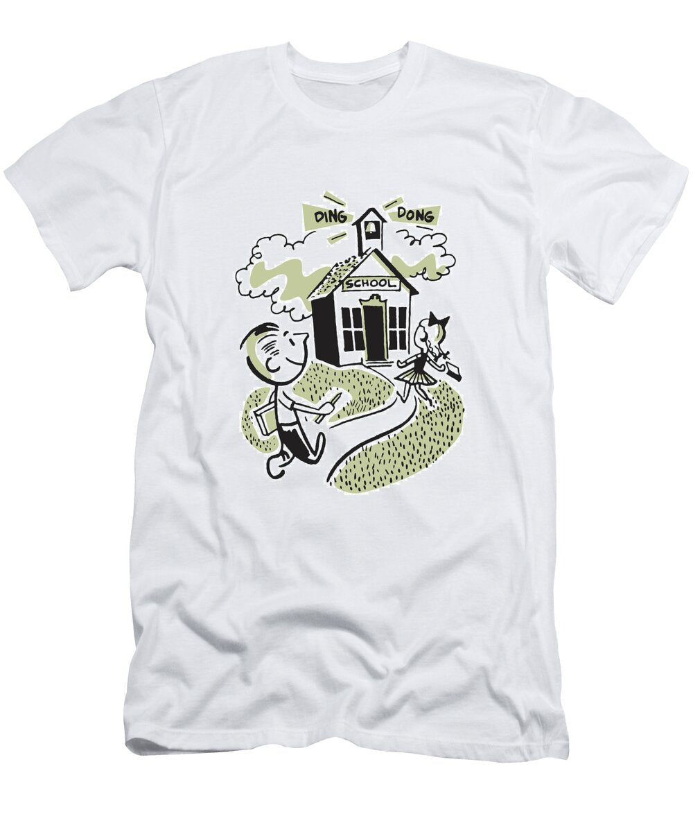 2 Schoolhouse with Ringing Bell and Children Csa Images T-Shirt