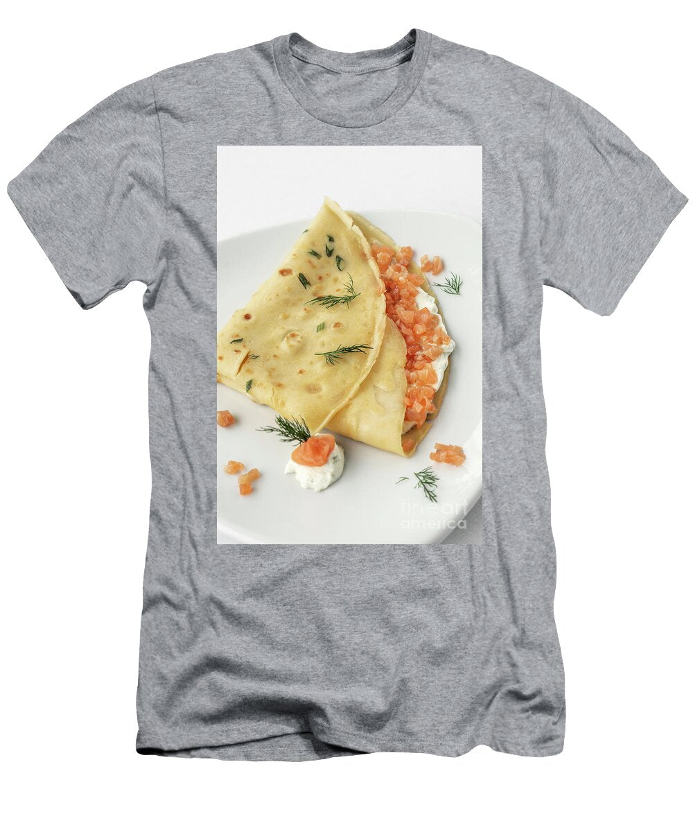 2 Smoked Salmon and Sour Cream Crepe Pancake on White Background Jm Travel Photography T-Shirt