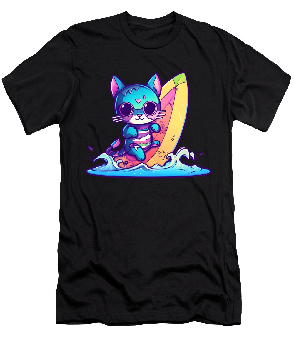 2 Surfing Cat Sweet Birdie Studio T-Shirt