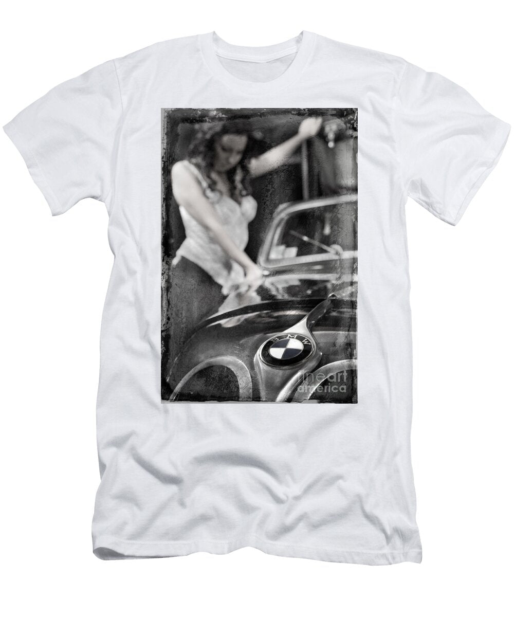 2 the Girl on the Background of Vintage Car Andrey Godyaykin T-Shirt