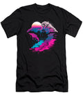 2 Vaporwave Abstract Landscape Moon Tree Waterfall Blue Purple Toms Store T-Shirt