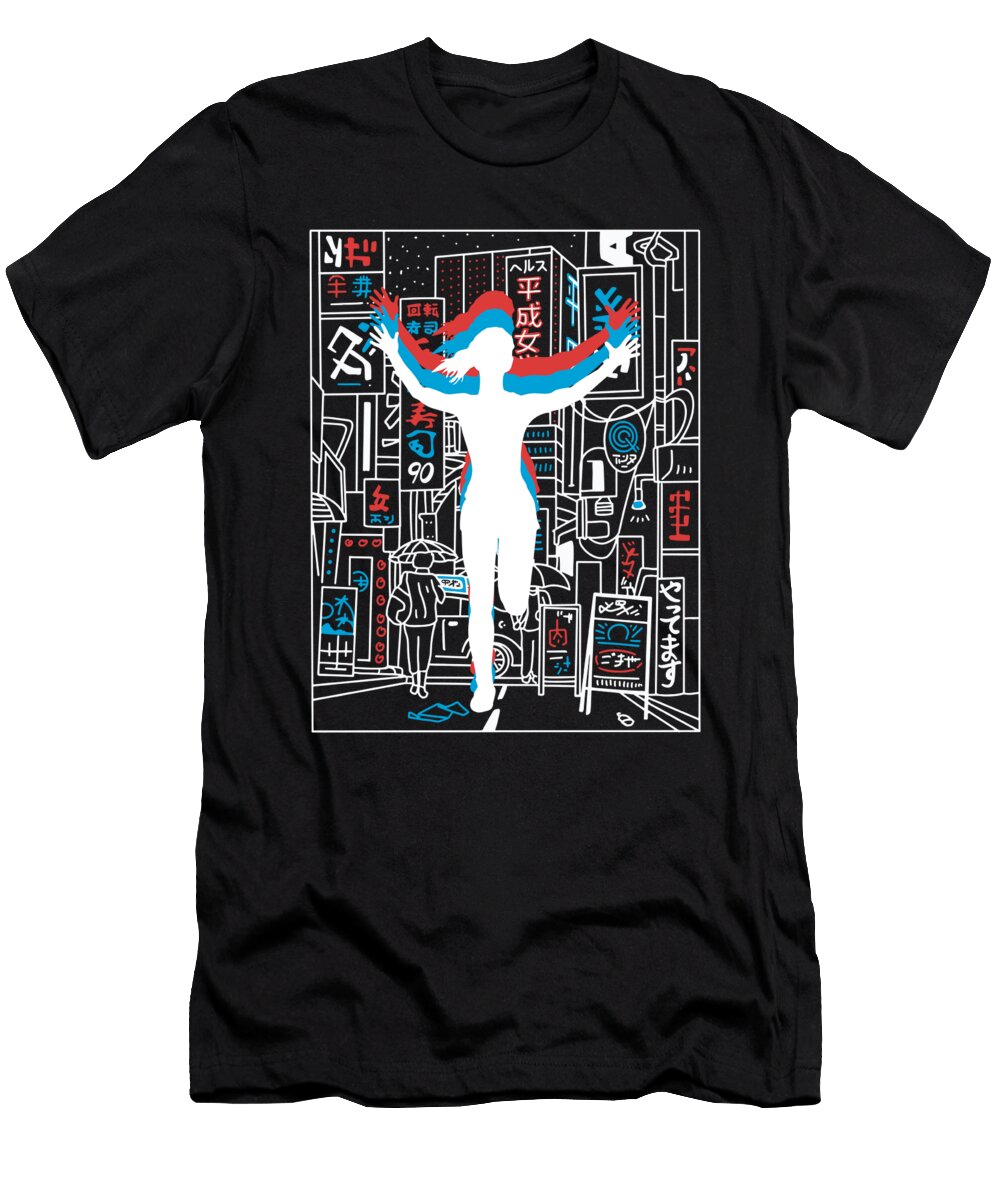 2 Vaporwave Synthwave Skyline Marathon Trail Running Greenoptix T-Shirt