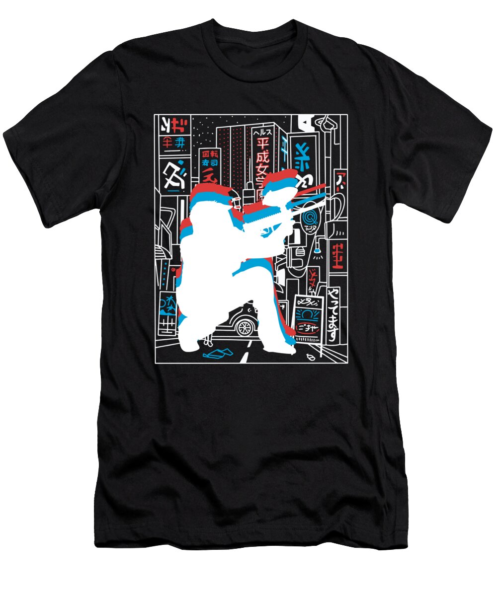 2 Vaporwave Synthwave Skyline Paintball Greenoptix T-Shirt