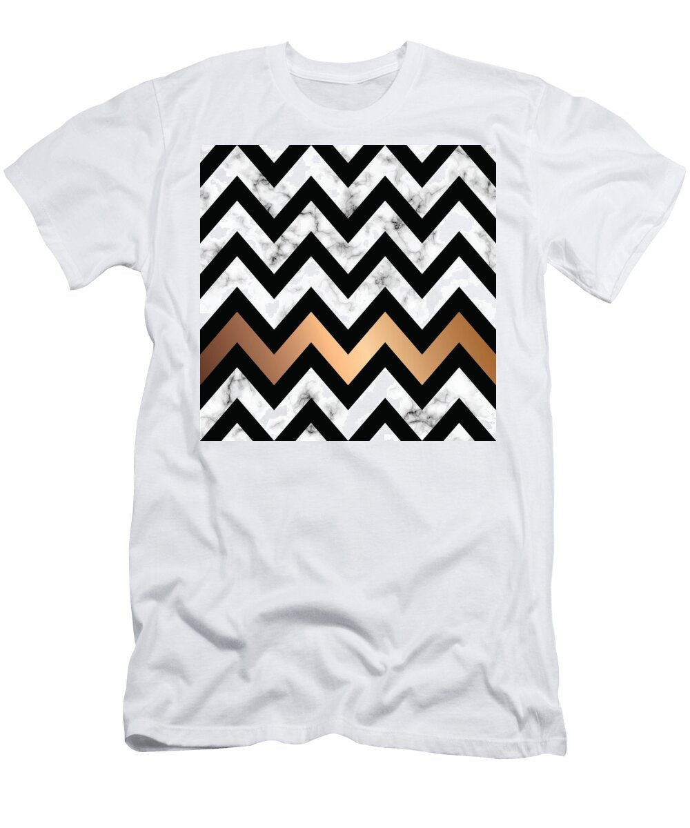 2 Vector Marble Texture Design with Golden Geometric Shapes Jelena Obradovic T-Shirt