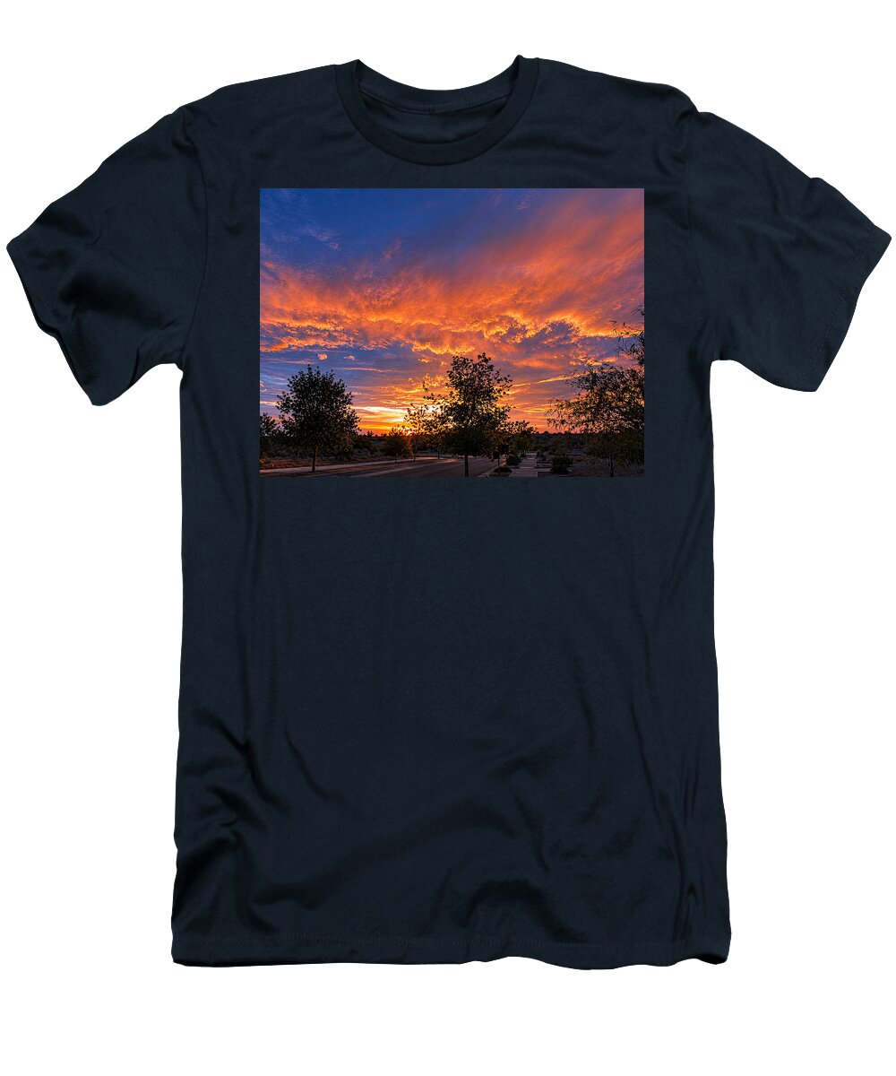 2 Vibrant Sunset Over Suburban Street Mario G Rivera T-Shirt