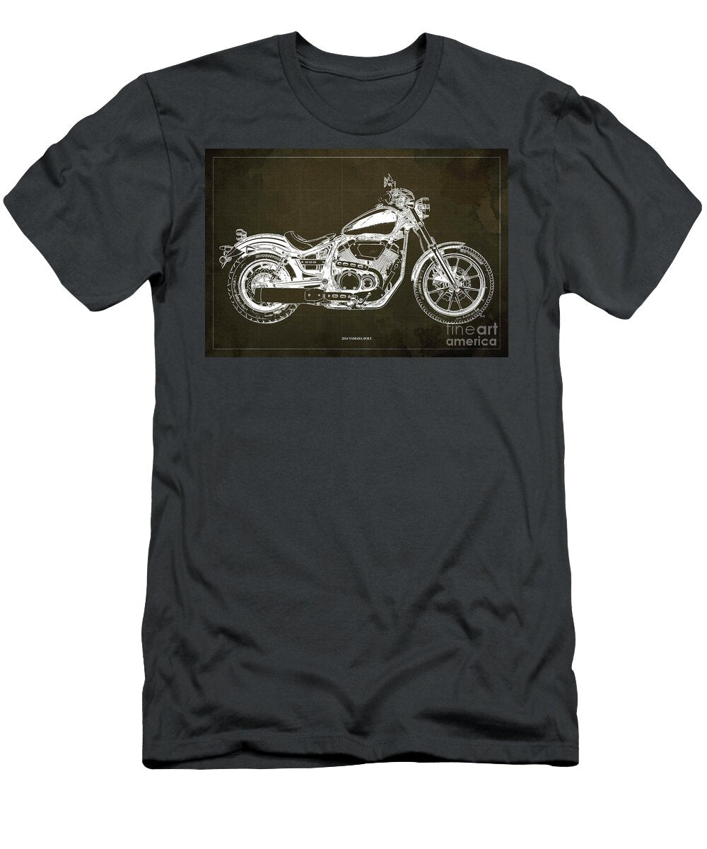 2014 Yamaha Bolt Blueprintvintage Brown Background Brush and Bike T-Shirt
