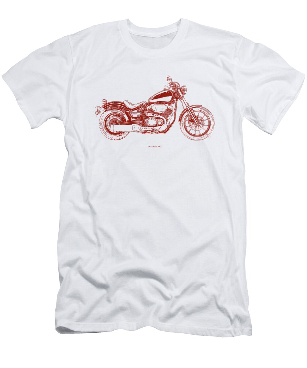 2014 Yamaha Bolttransparentred Brush and Bike T-Shirt