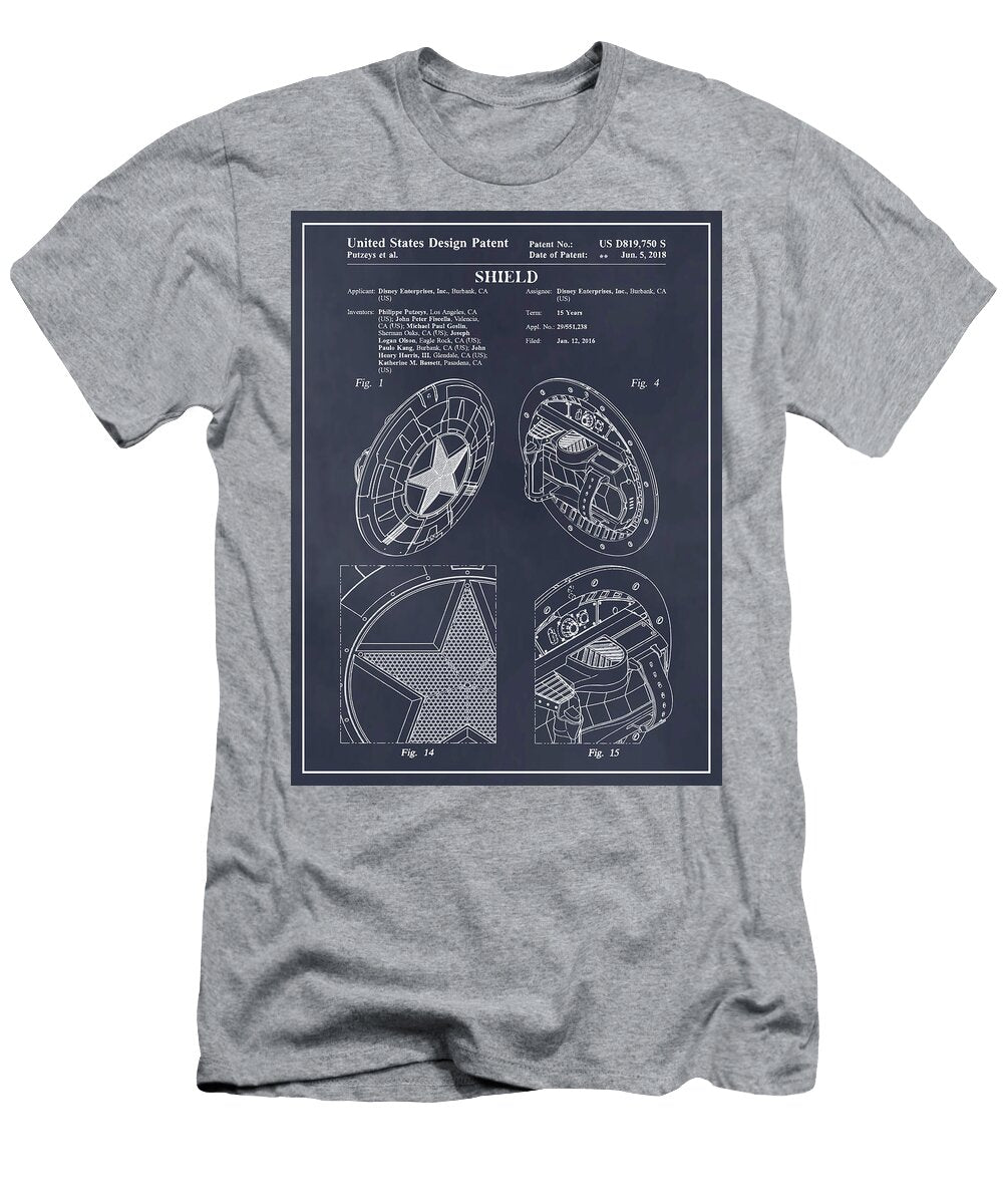2016 Captain America Shield Patent Print Blackboard Greg Edwards T-Shirt