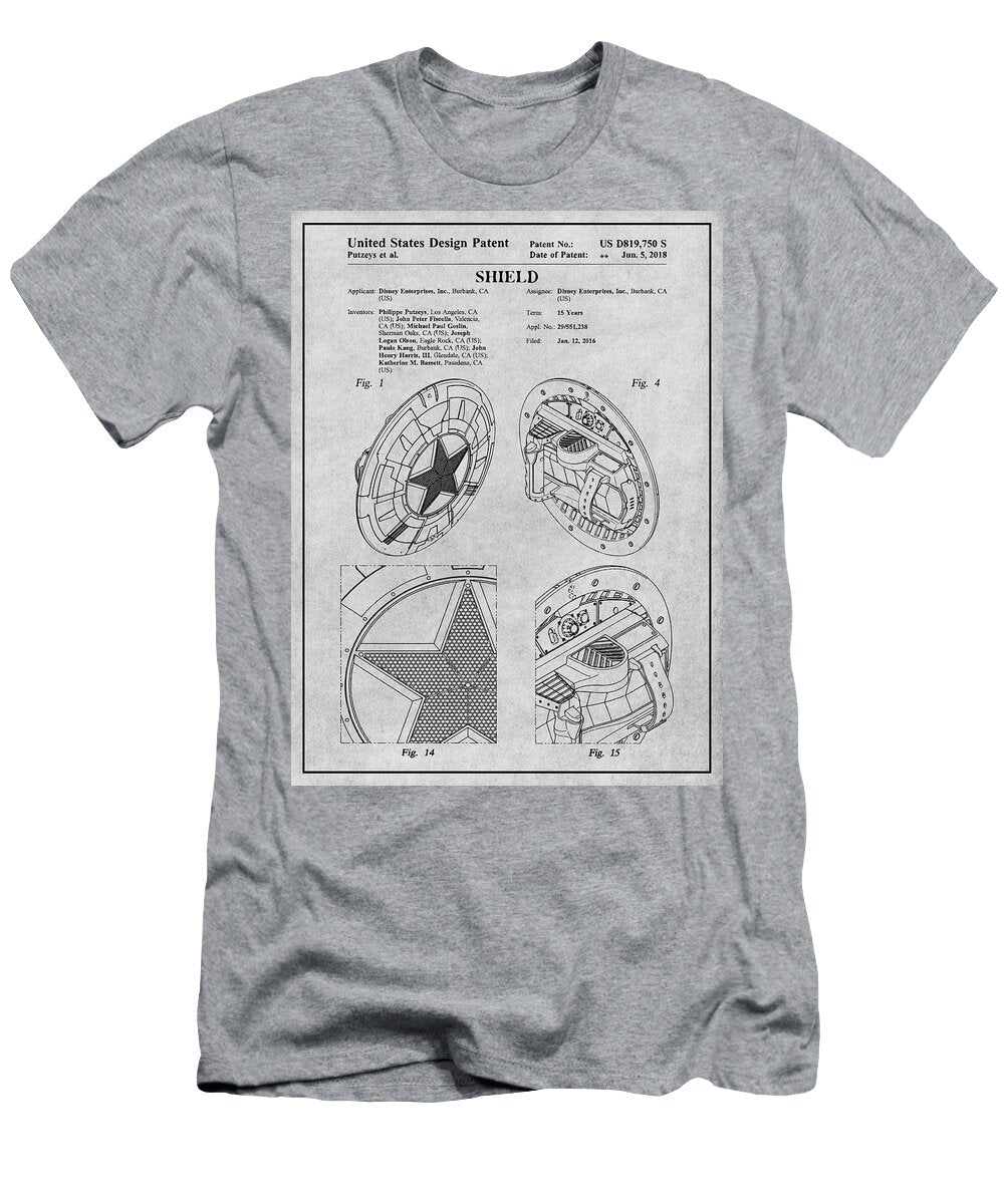 2016 Captain America Shield Patent Print Gray Greg Edwards T-Shirt