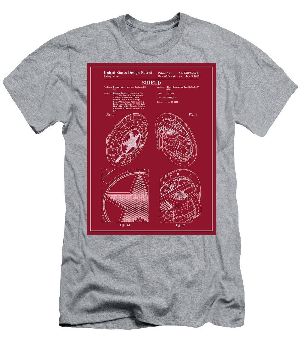 2016 Captain America Shield Patent Print Red Greg Edwards T-Shirt